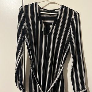 V-Neck Mini Striped Dress